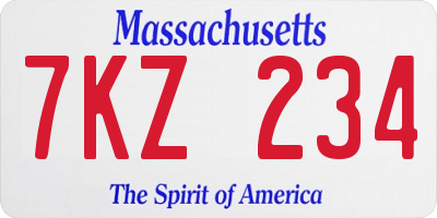 MA license plate 7KZ234