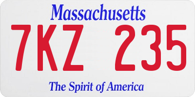 MA license plate 7KZ235