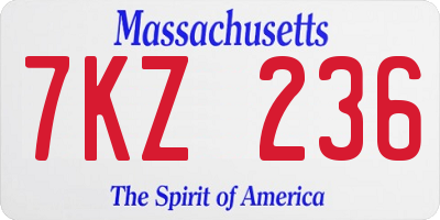 MA license plate 7KZ236