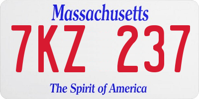 MA license plate 7KZ237