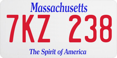 MA license plate 7KZ238