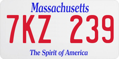 MA license plate 7KZ239