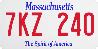 MA license plate 7KZ240