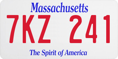 MA license plate 7KZ241