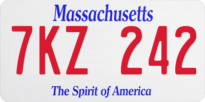 MA license plate 7KZ242