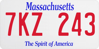 MA license plate 7KZ243