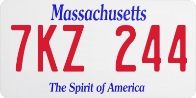 MA license plate 7KZ244