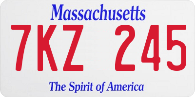 MA license plate 7KZ245