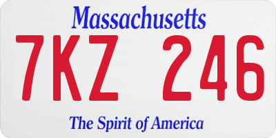 MA license plate 7KZ246
