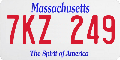 MA license plate 7KZ249
