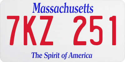 MA license plate 7KZ251