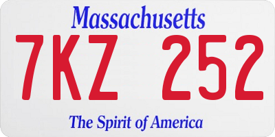 MA license plate 7KZ252