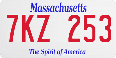 MA license plate 7KZ253