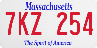 MA license plate 7KZ254