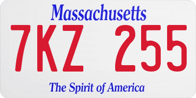 MA license plate 7KZ255
