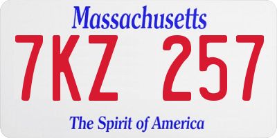 MA license plate 7KZ257