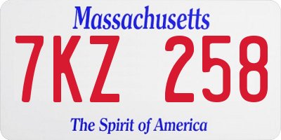 MA license plate 7KZ258
