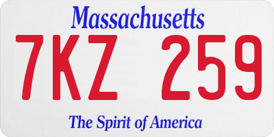 MA license plate 7KZ259