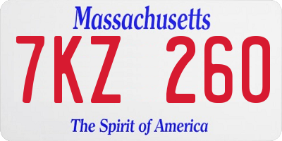 MA license plate 7KZ260