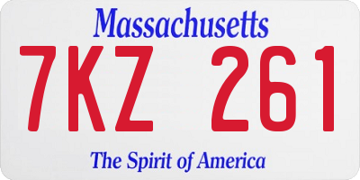 MA license plate 7KZ261