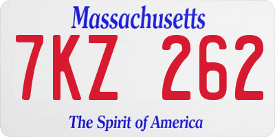 MA license plate 7KZ262