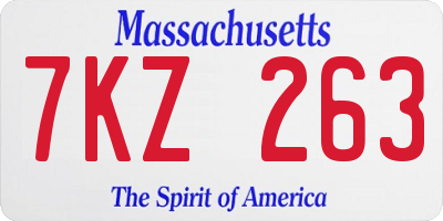 MA license plate 7KZ263
