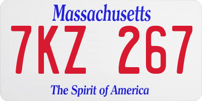 MA license plate 7KZ267