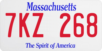 MA license plate 7KZ268