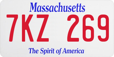 MA license plate 7KZ269