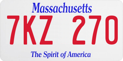 MA license plate 7KZ270