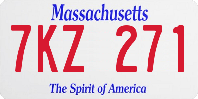 MA license plate 7KZ271