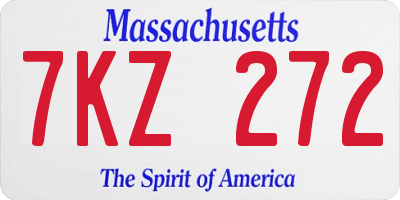 MA license plate 7KZ272