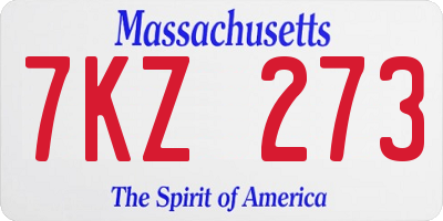 MA license plate 7KZ273