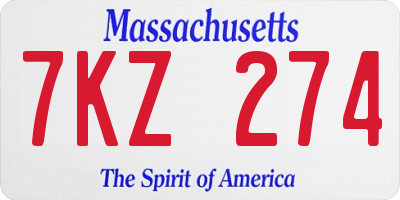 MA license plate 7KZ274