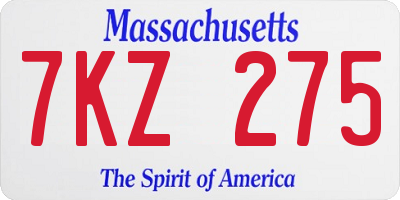 MA license plate 7KZ275