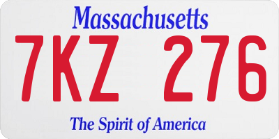 MA license plate 7KZ276