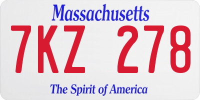 MA license plate 7KZ278
