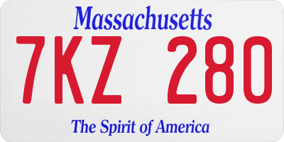 MA license plate 7KZ280