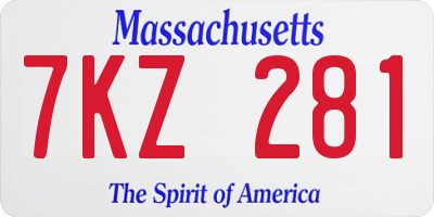 MA license plate 7KZ281