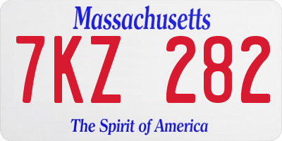 MA license plate 7KZ282