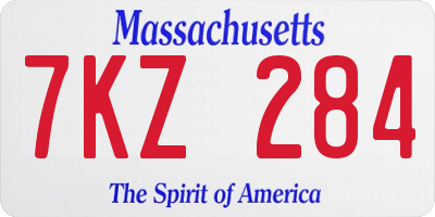 MA license plate 7KZ284