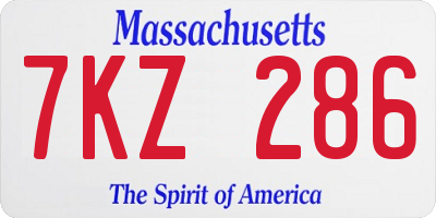 MA license plate 7KZ286