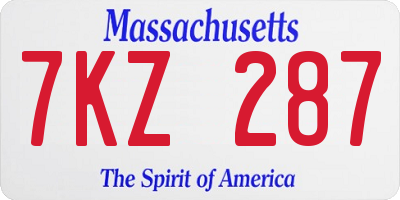 MA license plate 7KZ287