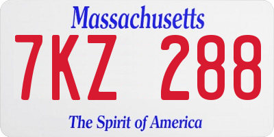 MA license plate 7KZ288