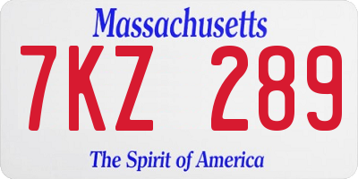 MA license plate 7KZ289