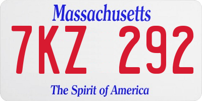 MA license plate 7KZ292