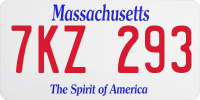 MA license plate 7KZ293