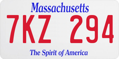 MA license plate 7KZ294
