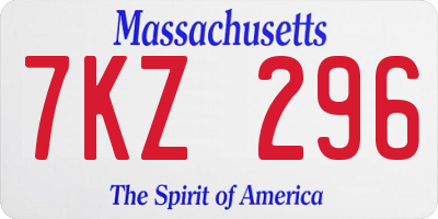 MA license plate 7KZ296