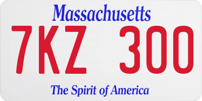 MA license plate 7KZ300